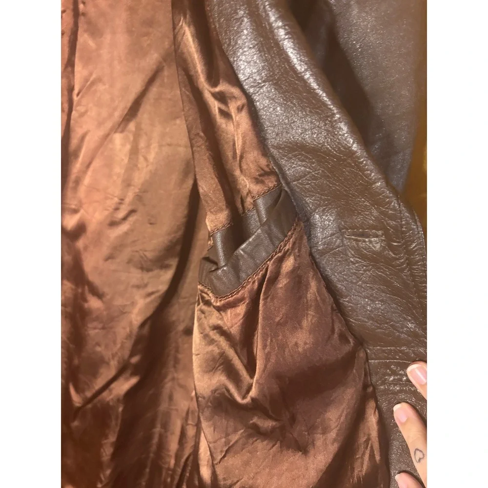 Golden State Leather Fashions Mens Brown Leather Car Coat Jacket Vintage Size 40